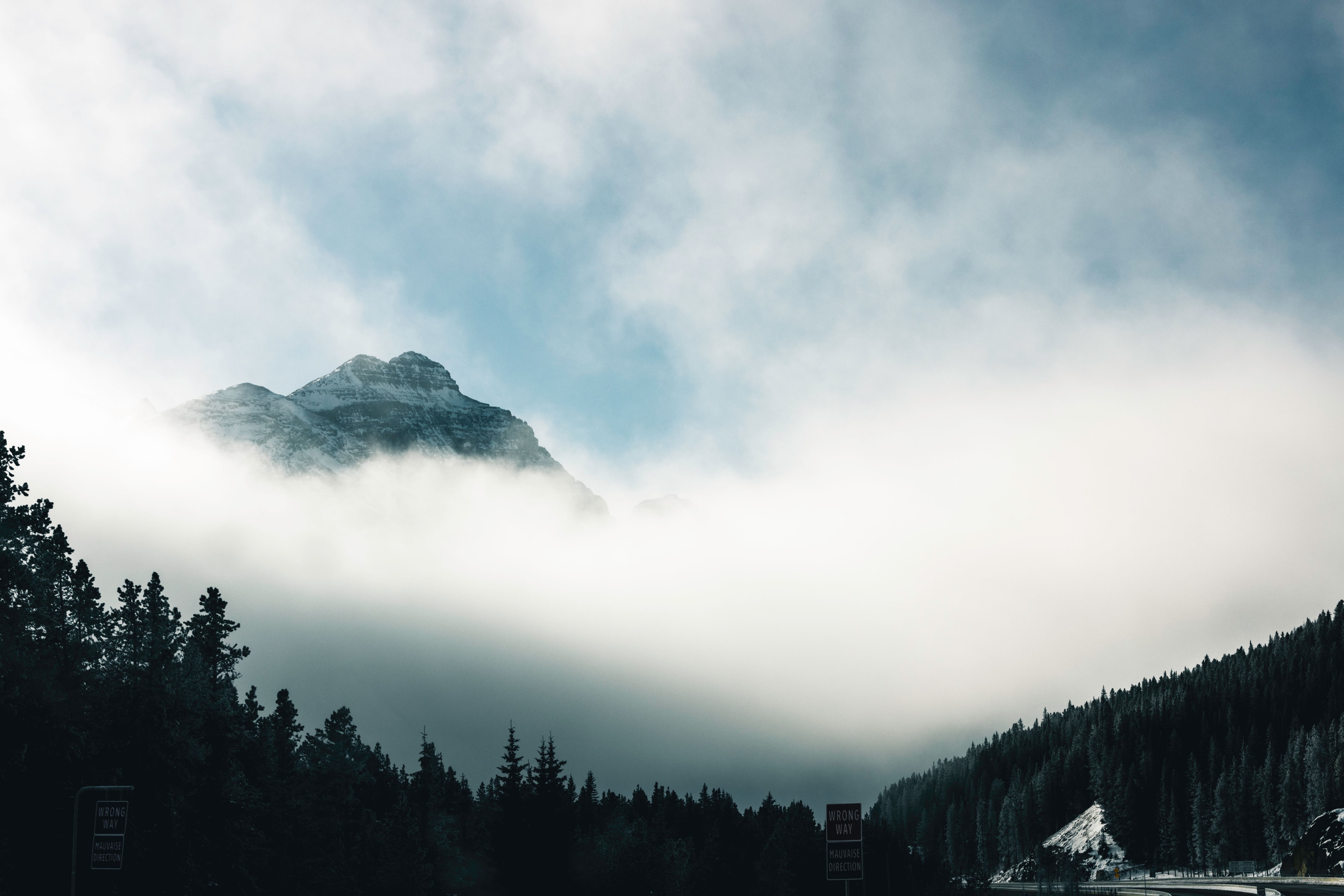 Cloud-covered mountain range
