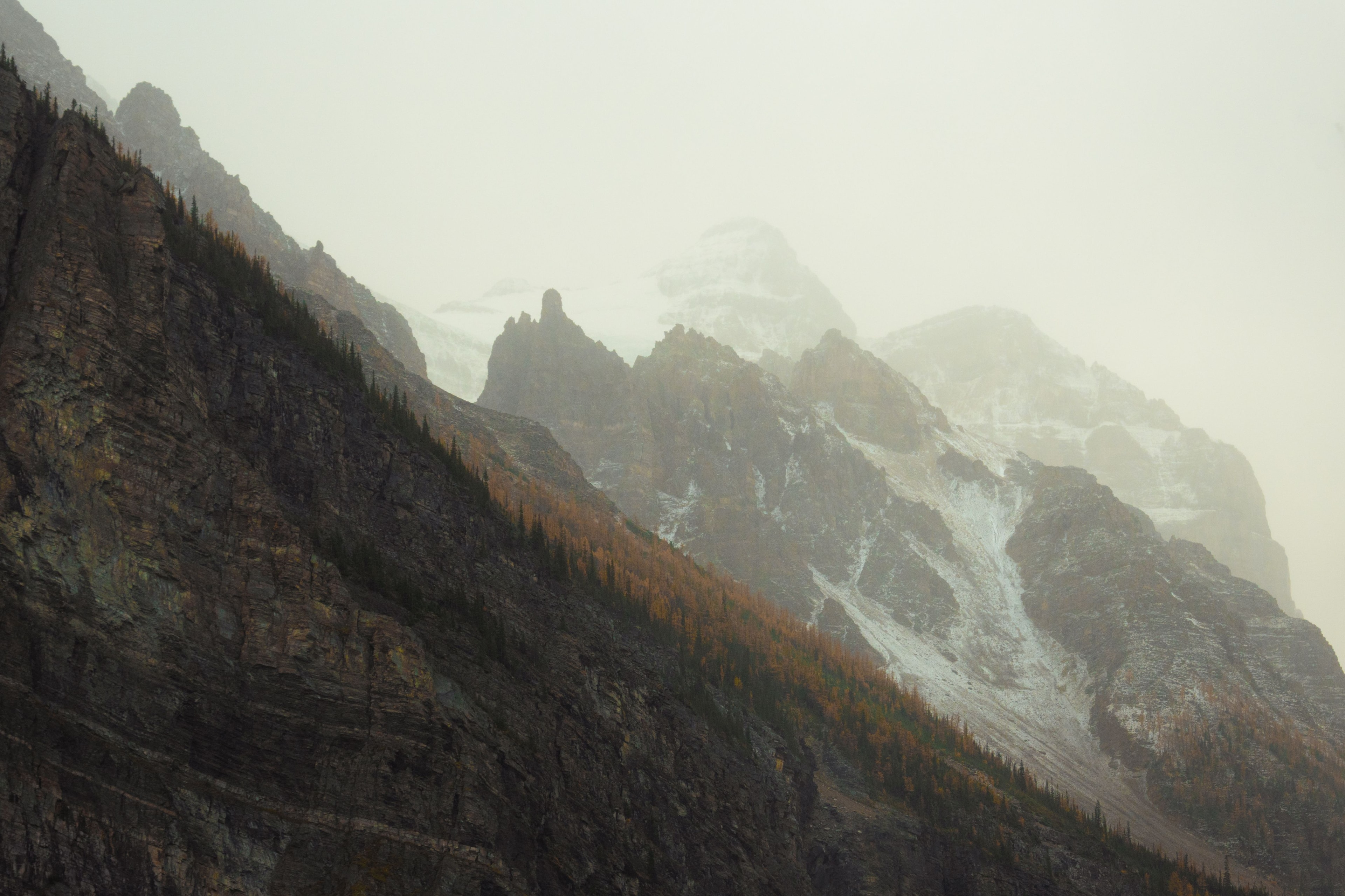 Mountain ridge in mist