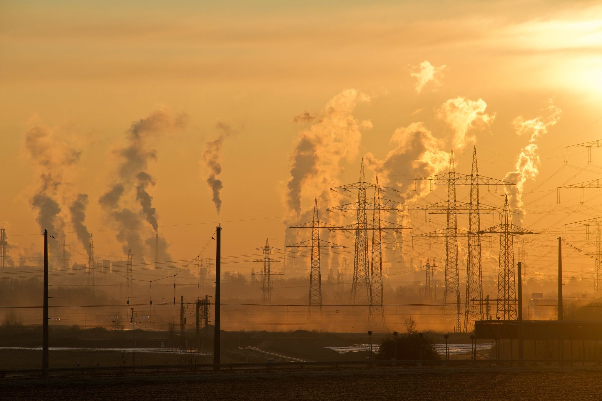 Industrial plant stacks and power infrastructure
